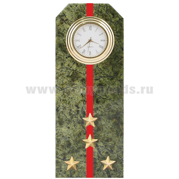 Часы сувенирные настольные (камень змеевик зеленый) Погон Капитан ВС