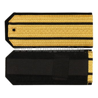 Погоны парад. зол. мет. 2 черн. пр. (с хлястиком)