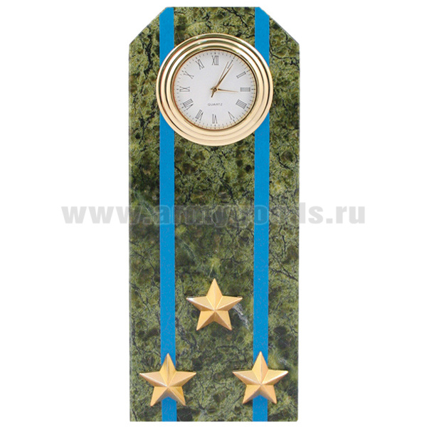 Часы сувенирные настольные (камень змеевик зеленый) Погон Полковник ВДВ
