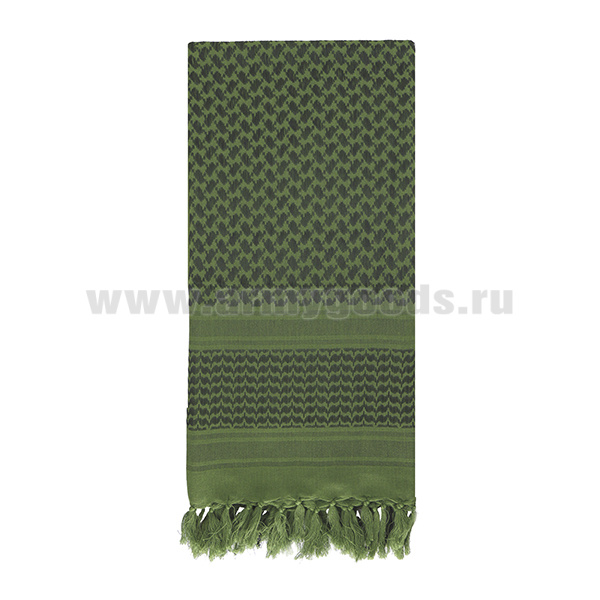 Шарф шемах хлопковый зелено-черный (110х110 см)