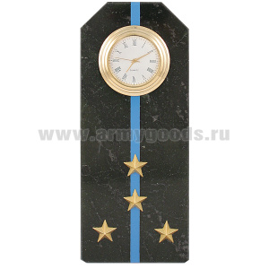 Часы сувенирные настольные (камень змеевик черный) Погон Капитан Авиации ВМФ
