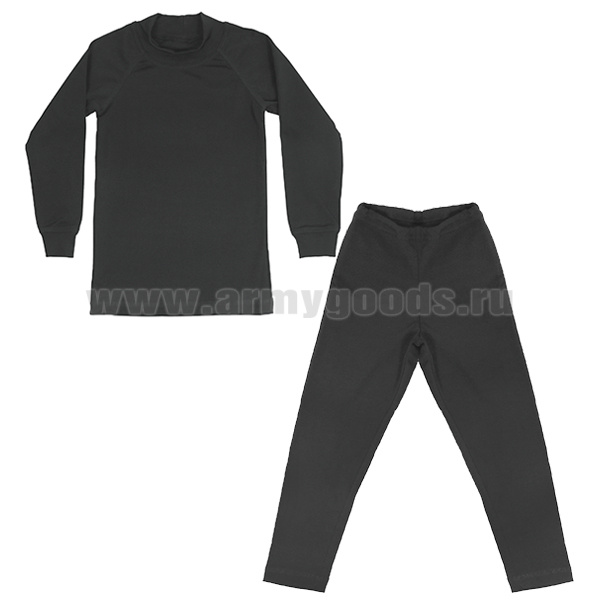 Термобелье черное детское (фуфайка и брюки; 100% ПП) (051)