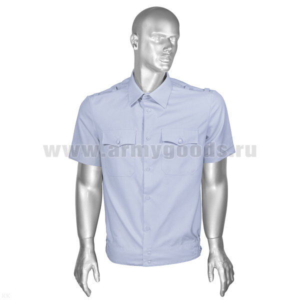 Рубашка мужская (кор.рук.) бледно-голубая Полиция р-ры с 47