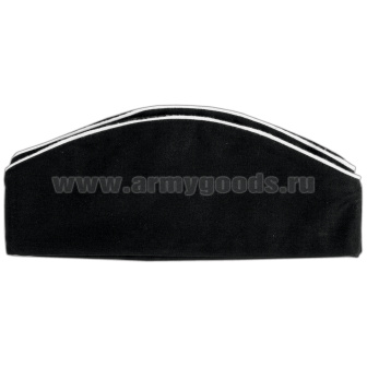 Пилотка ВМФ офицерская ст/обр (черная с 2 белыми кантами) х/б