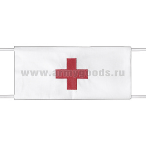 Повязка на рукав белая Красный крест (санитарная)