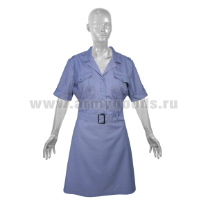 Платье форменное серо-голубое (рубашечная ткань)