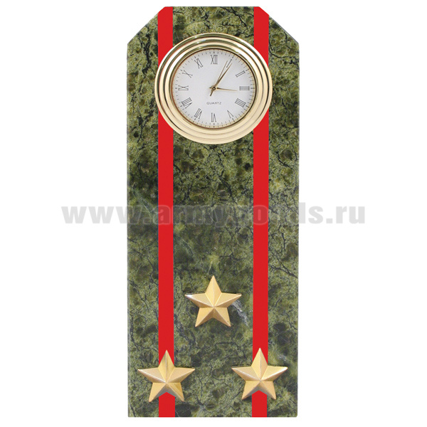 Часы сувенирные настольные (камень змеевик зеленый) Погон Полковник ВС