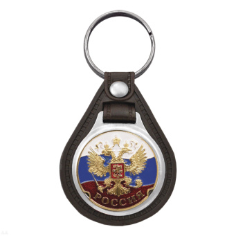 Брелок с эмблемой на виниловой подкладке Россия (триколор с орлом РФ)