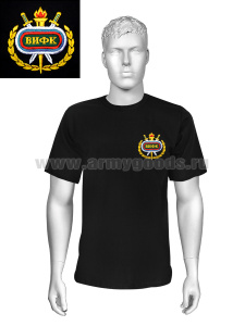 Футболка с вышивкой на груди ВИФК, черн./т.синяя (по наличию на складе)