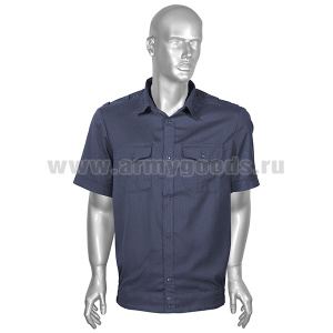 Рубашка мужская (кор.рук.) синяя ткань Rip-Stop (к офисному костюму) р-ры с 38 по 46