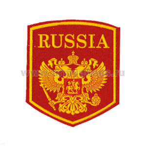 Шеврон пластизолевый Russia (5-уг. с гербом) красн.