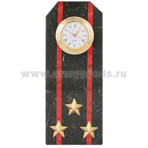 Часы сувенирные настольные (камень змеевик черный) Погон Полковник МП