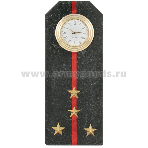 Часы сувенирные настольные (камень змеевик черный) Погон Капитан МП