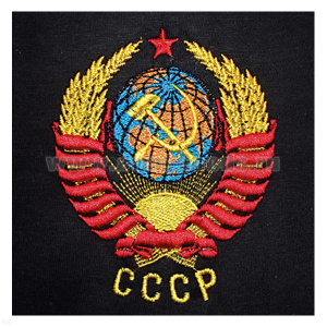 Футболка с вышивкой на груди СССР (герб), черная