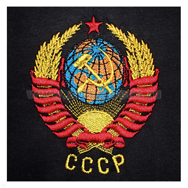 Футболка с вышивкой на груди СССР (герб), черная