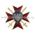 Значок мет. Герб Украины на мальтийском кресте с мечами (красный)