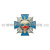 Значок мет. 90 лет уголовному розыску 1918-2008 (син. крест с накл., заливка смолой)