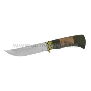 Нож Охотник (рукоятка - дерево, клинок - полировка) с гравировкой (надпись) 27 см