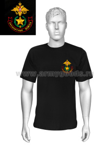 Футболка с вышивкой на груди Сухопутные войска, черн.