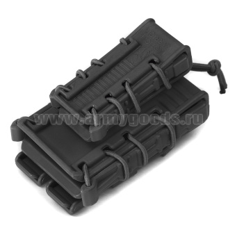 Подсумок тактический под 2 магазина: АК + Пистолет Ярыгина (ПЯ) ударопрочный полиамид с резинками (черный)