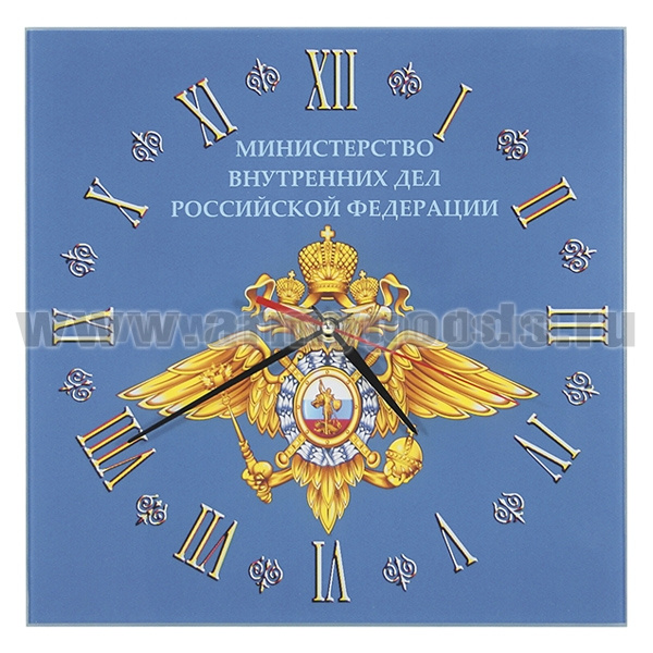 Часы настенные стеклянные МВД РФ (28x28 см)