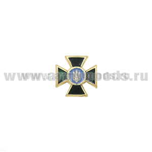 Значок мет. Крест мал. (12 мм) с гербом Украины зеленый