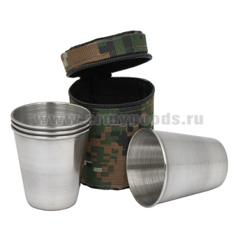 Стопки мет. (4х50 мл) в чехле (орел РФ/ герб СССР/чистые)