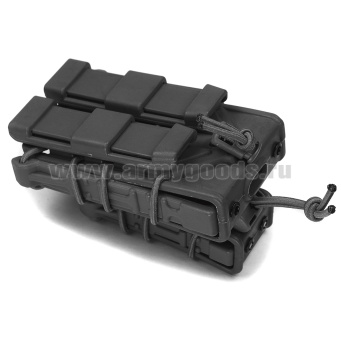 Подсумок тактический под 2 магазина: АК + Пистолет Ярыгина (ПЯ) ударопрочный полиамид с резинками (черный)