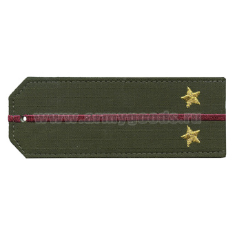 Погоны «машинная вышивка» оливк. (ткань rip-stop) c 1 вышит. краповым просв. с вышитыми звездами (лейтенант) на костюм офисный